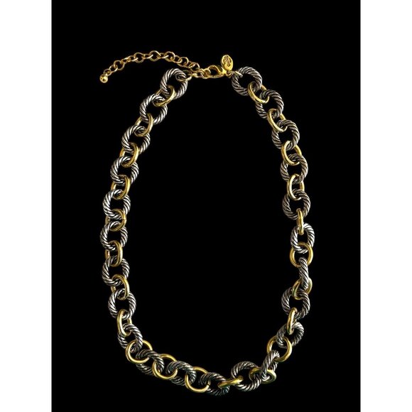 Premier Designs PD Two-Tone Rope Chain Necklace with Crown Crest Tag - Picture 2 of 4